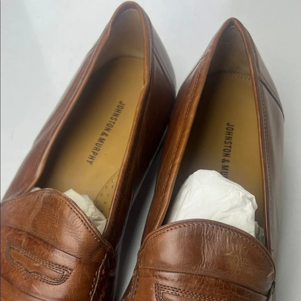 Johnston & Murphy Tan Leather Slip-On Loafers